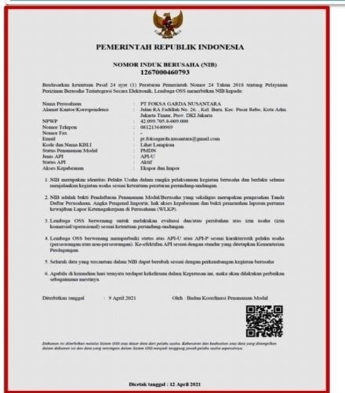Dokumen legalitas Sertifikat Keanggotaan ABUJAPI